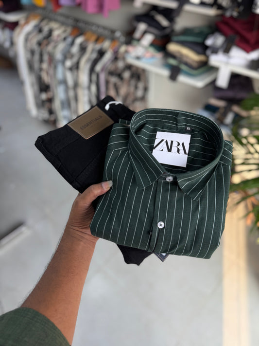 Linen long stripes full sleeve shirt