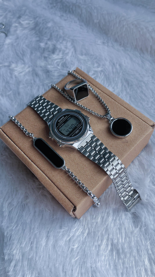 Round Dial watch and Round dotted chain, Bracelet and ring